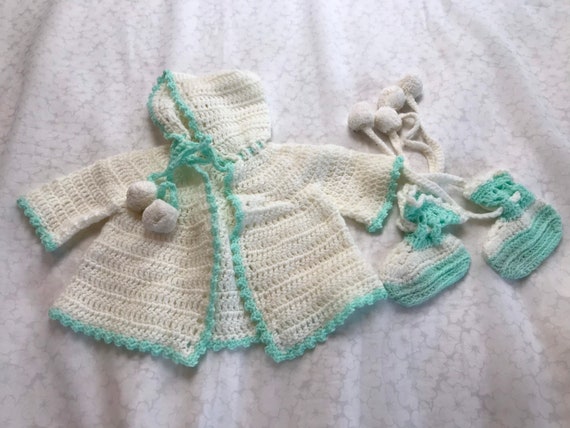 Vintage Pastel Green and White infant or baby dol… - image 1