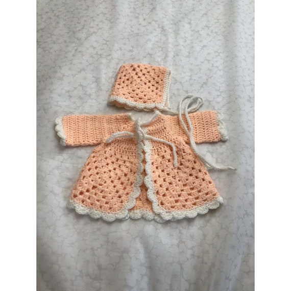 NEW Vintage Infant Or Baby Doll Jacket & Bonnet 8… - image 1