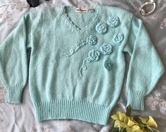 Vintage Turquoise Loose Knit Sweater