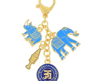 2024 Feng Shui Elephant and Rhinoceros w/ Ksitigarbha Staff Amulet