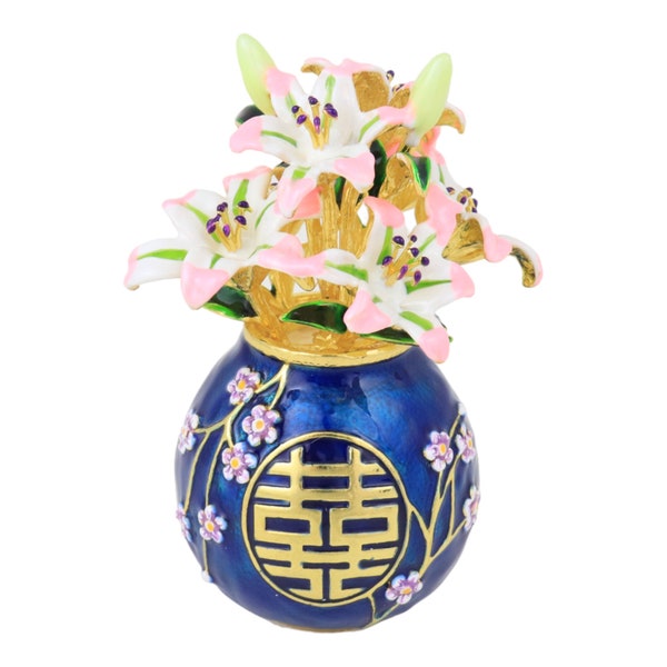 Vase Feng Shui Double Bonheur avec Lys