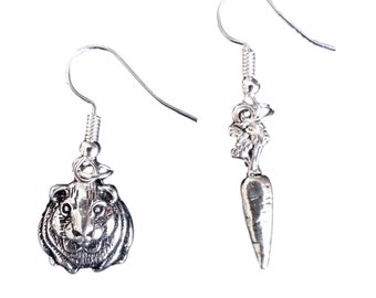 Guinea Pig Mix Carrot and Face Earrings
