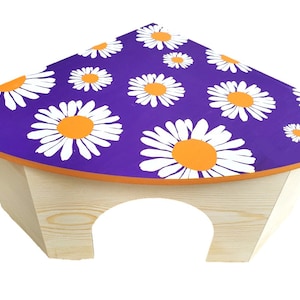 All Natural Large Wooden Corner Guinea Pig Hidey Hut Daisies