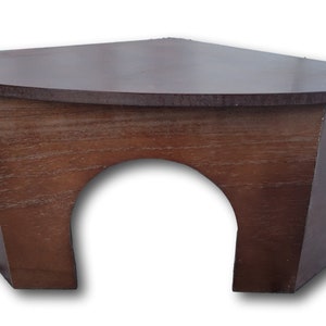 All Natural Large Wooden Corner Guinea Pig Hidey Hut Dark Stain