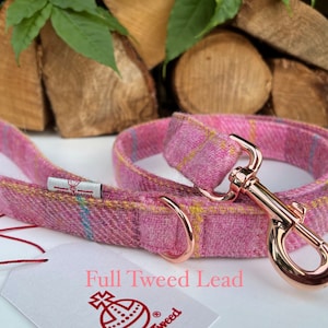 Harris Tweed® Rose Pink Dog Lead | Rose Gold Metal Hardware | Female Country Dog Puppy Lead Leash | Dash Of Hounds