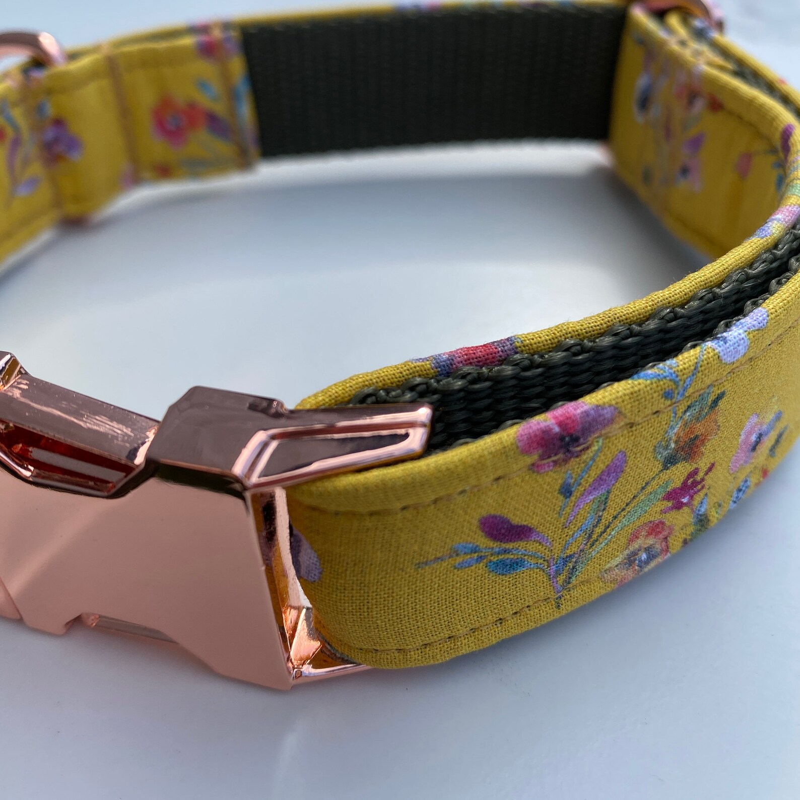Mustard Yellow Ditsy Floral Dog Collar Bow Lead Set Rose Gold Etsy UK