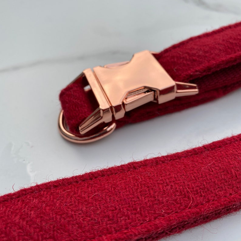 Genuine Harris Tweed Red Dog Collar Bow and Lead Set with Rose Etsy