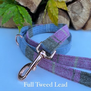 Khaki Rose Pink Tweed Dog Lead  | Silver Metal Hardware | Female Country Dog Puppy Lead Leash | Dash Of Hounds