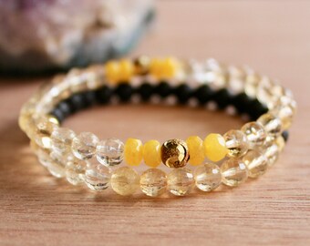 CREATIVITY / bracelet stack / citrine bracelet / lava bead bracelet / yoga jewelry / meditation jewelry