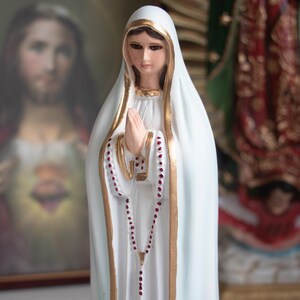 Estatua católica de Nuestra Señora de Fátima ~ Estatua de la Virgen de Fátima ~ Artesanía mexicana ~ Estatua de la Virgen María