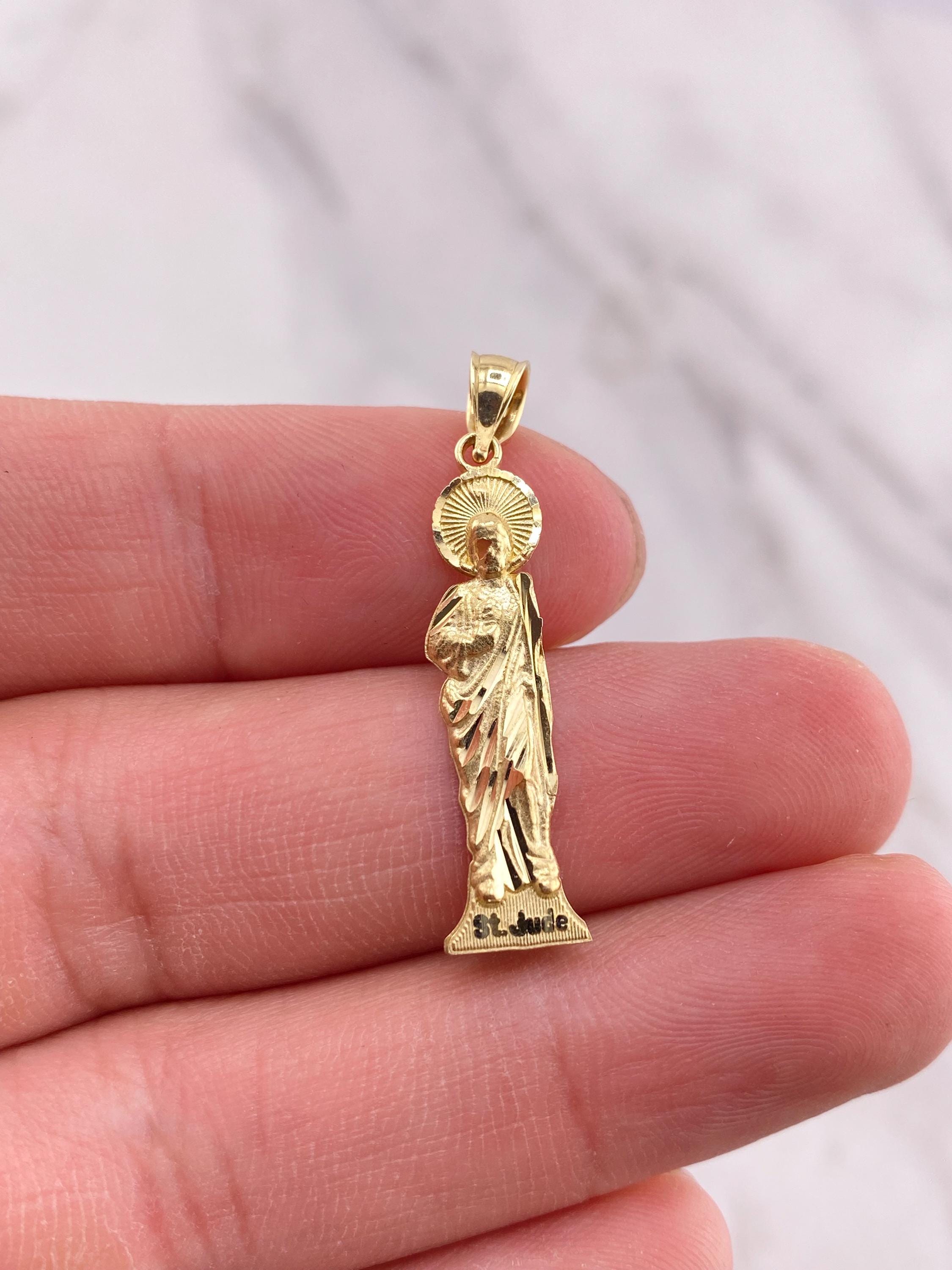 San Judas Tadeo St Jude Thaddeus Gold Pendant 14K Solid Gold Saint - Main Image