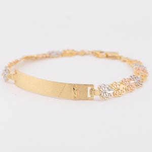 Pulsera esclava grabable de San Judas en plata de ley bañada en oro, joyería personalizada, joyería católica, Pulsera esclava