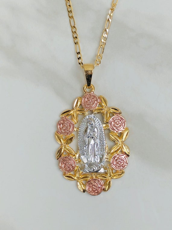 14k Gold Layered Virgin Mary Necklace Virgen De Guadalupe - Virgen De Guadalupe Gold Pendant