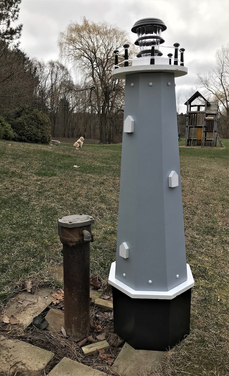 Lighthouse Well Pump Cover Lawn Solar Light Yard 48 inch Wood | Etsy