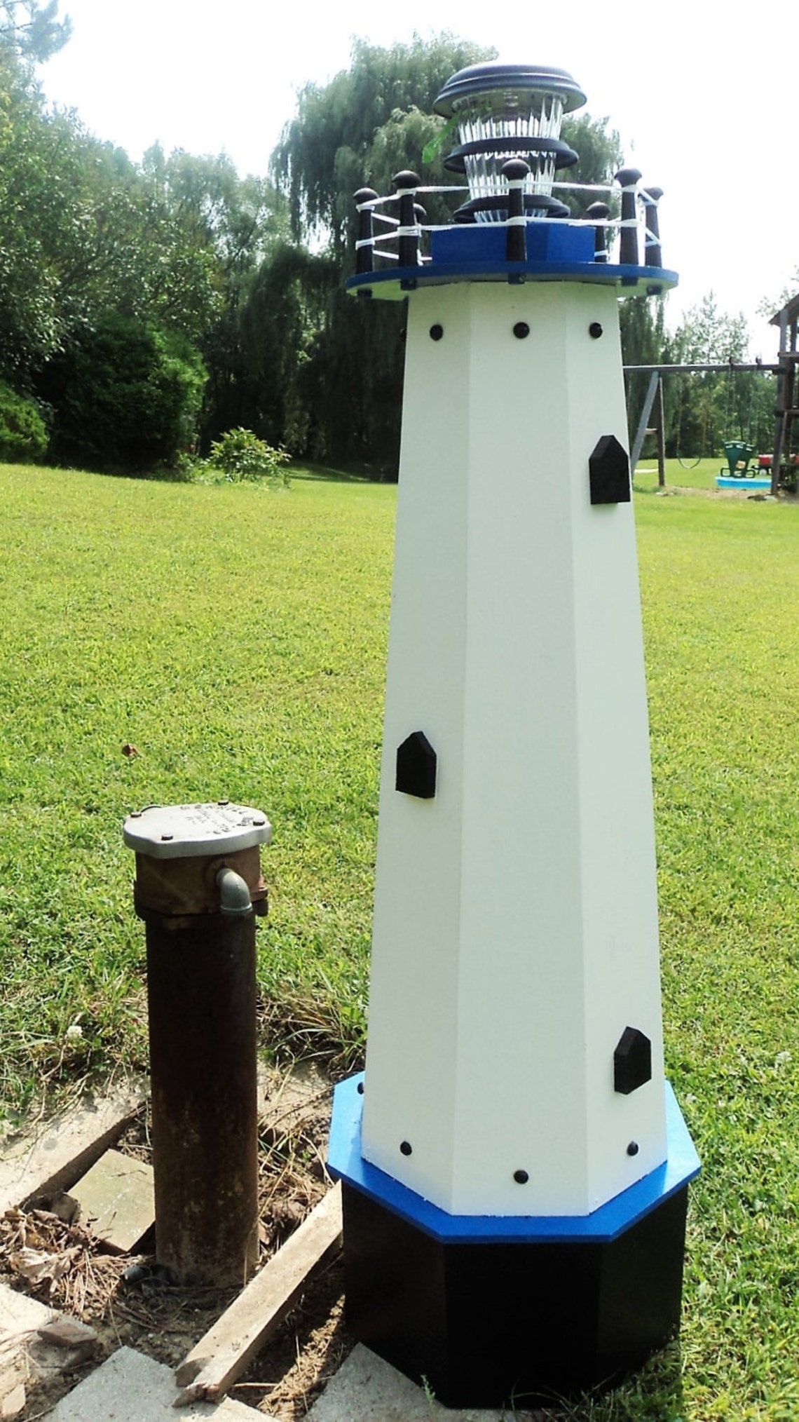 Lighthouse Well Pump Cover Lawn Solar Light Yard 48 inch Wood | Etsy