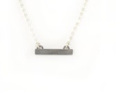 Black Bar Necklace, Black and Silver Necklace, Oxidized Silver Necklace, Minimalist Necklace, Short Black Necklace, Delicate Black Necklace