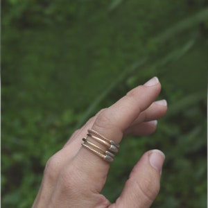 14K Rose Gold Wedding Band, Unique Wedding Ring, Minimalist Gold Stacking Ring, Mixed Metal Statement Ring, Gold and Silver Stackable Ring image 7