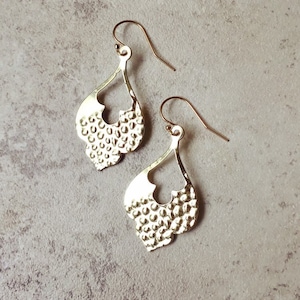 hammered gold filled damask earrings
