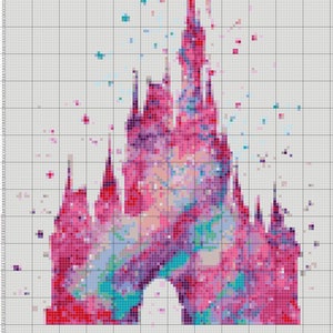 Cinderella Castle Fairy Tale Watercolor 358 Modern Cross Stitch Pattern Counted Cross Stitch Chart Pdf Format Instant Download