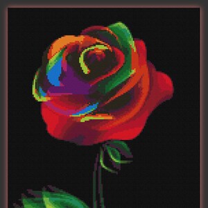 Rose Colorful Rainbow Fractal 841 Modern Cross Stitch Pattern Counted Cross Stitch Chart Pdf Formst Instant Download Needle Craft