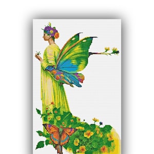 DIY Cross Stitch Four Seasons Spring Fairy 291 Modern Cross Stitch Patroon Geteld Cross Stitch Chart Pdf-formaat Direct downloaden