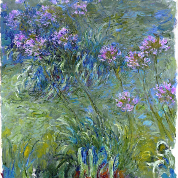 Claude Monet Agapanthus Flowers 486 Modern  Cross Stitch Pattern Counted Cross Stitch Chart Needlecraft Pdf Format Instant Download