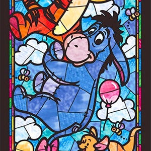 Het Winnie de Pooh-sprookje gebrandschilderd glas 089 modern kruissteekpatroon geteld kruissteektabel pdf-formaat direct downloaden