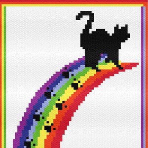 Cat Rainbow Lovely Pets 907 Modern eenvoudig kruissteekpatroon geteld kruissteektabel pdf-formaat direct downloaden