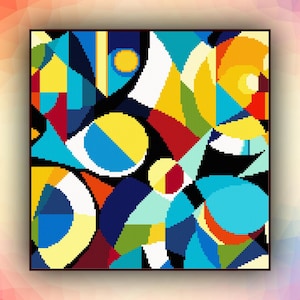 Kruissteekpatroon abstract geometrisch 470 modern kruissteekpatroon art deco getelde kruissteektabel pdf-formaat direct downloaden