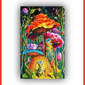 Wonderland bloemen kruissteek fantastische Mistic 294 moderne doe-het-zelf kruissteekpatroon geteld kruissteekkaart pdf-formaat direct downloaden