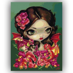 Cross Stitch patroon Snap Dragon Fairy Jasmine Becket Griffith 261 moderne Cross Stitch Chart geteld PDF-formaat Instant Download