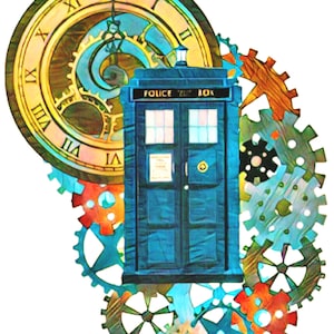 Doctor Who Tardis 403 modern kruissteekpatroon geteld kruissteektabel pdf-formaat direct downloaden