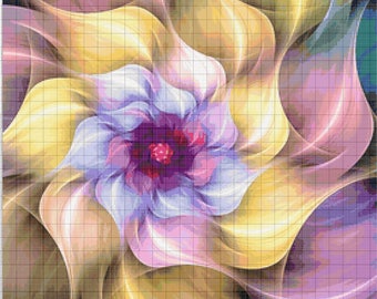 Transparent Flower Fractal Colorful Cross Stitch 471 Modern Cross Stitch Pattern Counted Cross Stitch Chart Pdf Format Instant Download