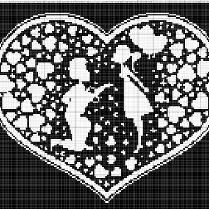 Liefde Valentijnsdag silhouet 793 Modern Cross Stitch patroon geteld Cross Stitch Chart Pdf Instant Download 159132