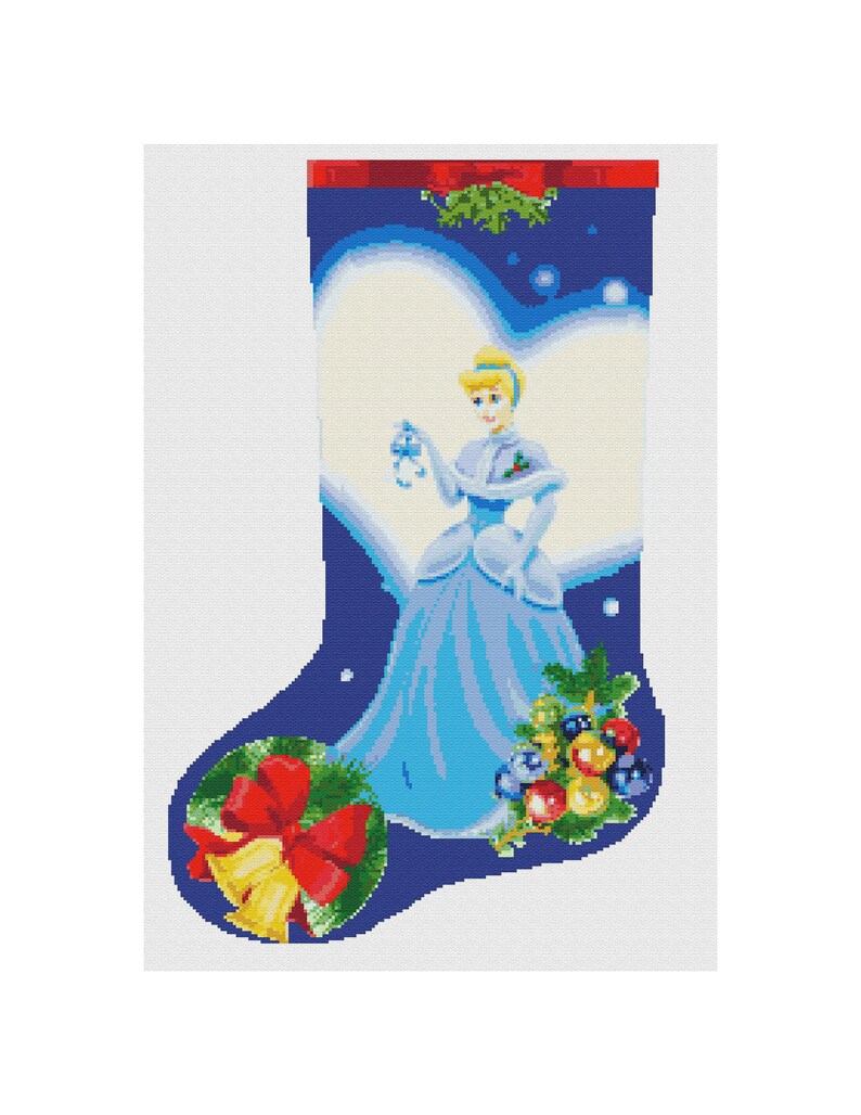 Cross Stitch Kit Christmas Stocking Cinderella Disney Princess Etsy