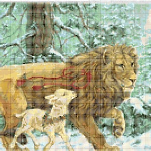 Löwe und Lamm Weihnachten 762 Kreuzstichmuster Kreuzstichvorlage Kreuzstichvorlage Pdf Format Instant Download 178132