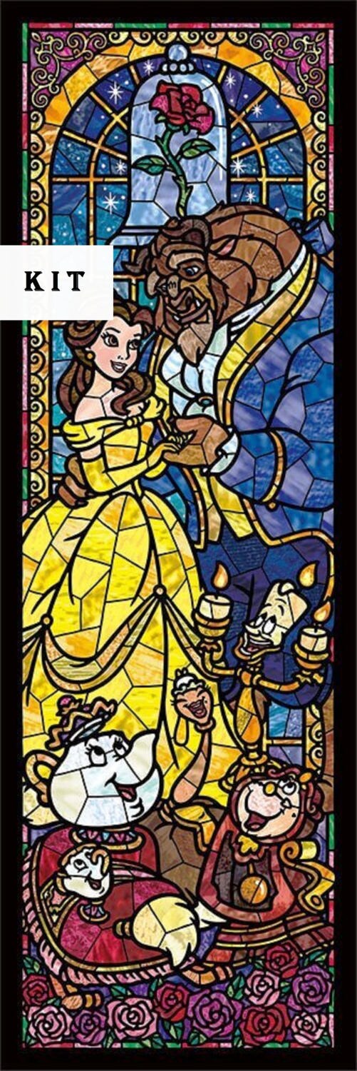 Beauty and the Beast Stained Glass Disney Cross Stitch Kit 14 Etsy