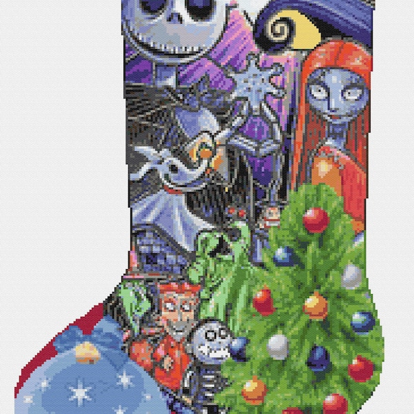 Christmas Stocking Cross Stitch Pattern Nightmare Before Christmas 853 Modern Cross Stitch Chart Counted Needlecraft Pdf Instant Download