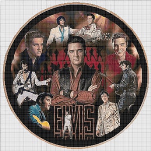 Elvis The King 764 modern kruissteekpatroon geteld kruissteektabel pdf-formaat direct downloaden