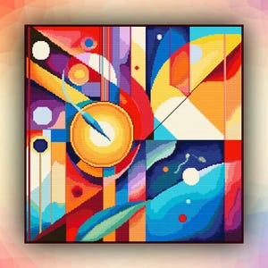 Kruissteekpatroon abstract 373 geometrisch modern kruissteekpatroon art deco getelde kruissteekkaart pdf-formaat direct downloaden