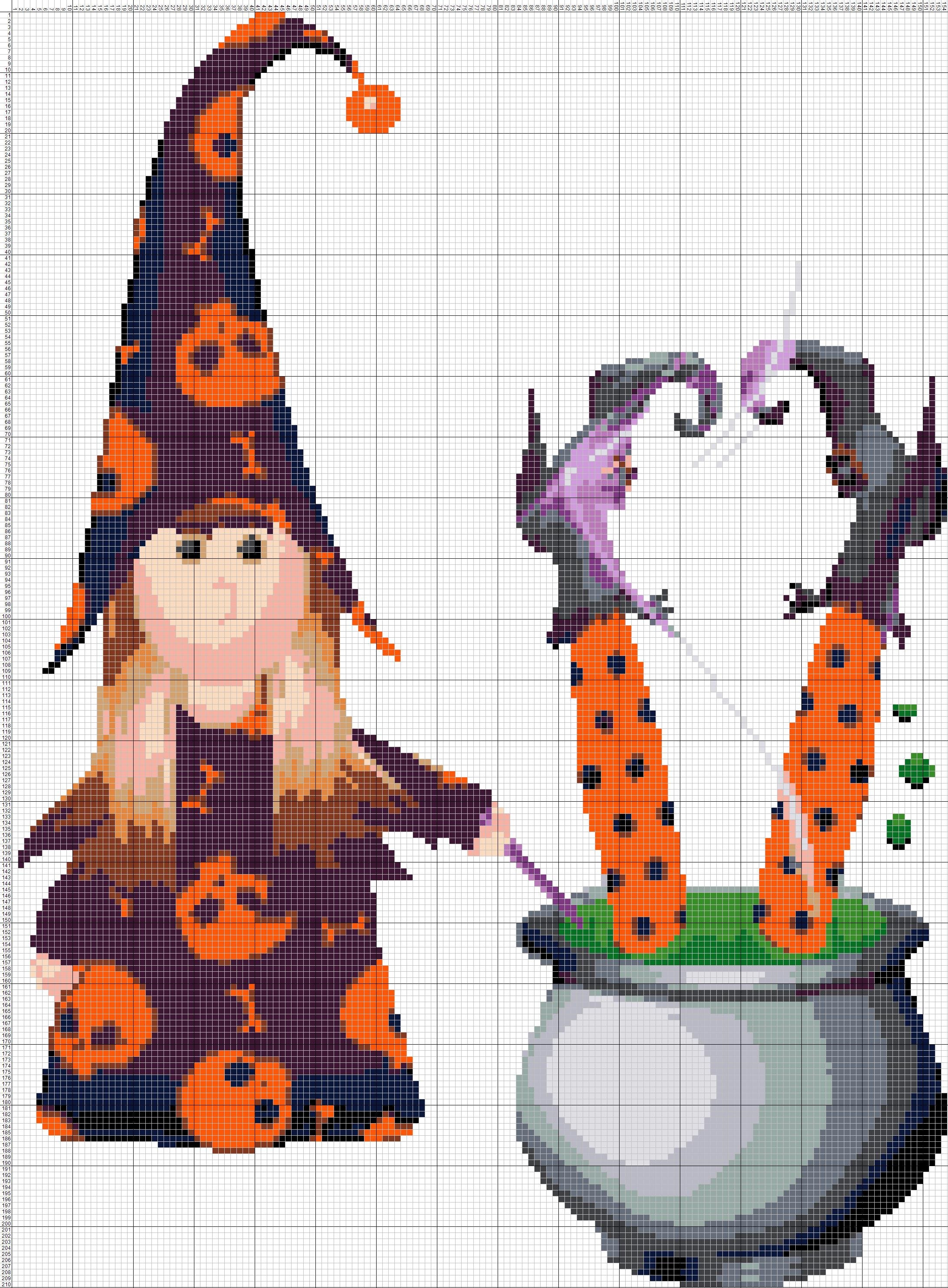 Halloween Party Pumpkin Girl Modern Cross Stitch Pattern Counted Cross  Stitch Chart Pdf Format Instant Download Needle Craft 