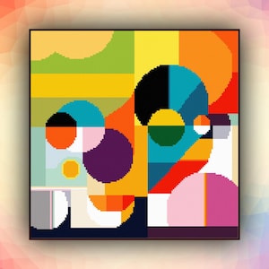 Kruissteekpatroon abstract geometrisch 416 modern kruissteekpatroon art deco getelde kruissteektabel pdf-formaat direct downloaden