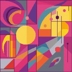 Kruissteekpatroon abstracte kunst 500 geometrisch modern kruissteekpatroon art deco getelde kruissteekkaart pdf-formaat direct downloaden