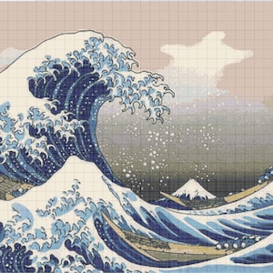 De grote golf van Kanagawa 900 Modern Cross Stitch Patroon Geteld Cross Stitch Chart Pdf-formaat Instant Download Needle Craft
