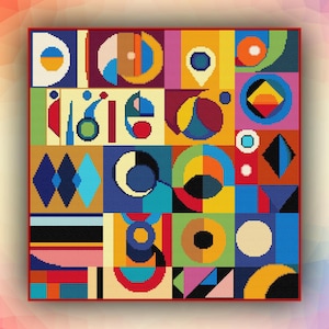 Kruissteekpatroon abstract 438 geometrisch modern kruissteekpatroon art deco getelde kruissteekkaart pdf-formaat direct downloaden