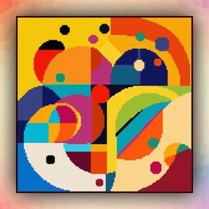 Kruissteekpatroon abstract geometrisch 444 modern kruissteekpatroon art deco getelde kruissteektabel pdf-formaat direct downloaden