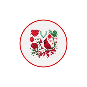 DIY Kreuzstich Muster Roter Kardinal Weihnachtsmuster PDF 484 Count Kreuzstich Frohe Weihnachten Muster Pdf Datei-Instant Download