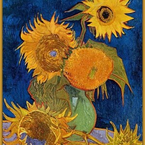 Van Gogh vaas met vijf zonnebloemen 911 modern kruissteekpatroon geteld kruissteektabel pdf-formaat direct downloaden