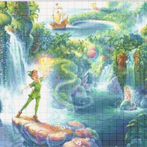 Kruissteekpatroon Peter Pen Return to Neverland 446 moderne getelde kruissteekkaart pdf-formaat Instant download Needle Craft