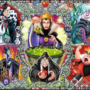 Fairy Tale Villains gebrandschilderd glas 146 modern kruissteekpatroon geteld kruissteektabel pdf-formaat direct downloaden